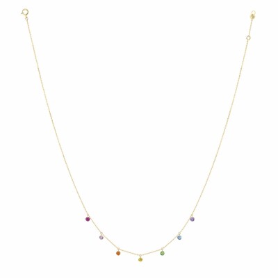 Collier La Brune & La Blonde CONFETTI Rainbow en or jaune, rubis, saphirs rose, orange, jaunes, bleus, tsavorites et améthyste de 0.90ct