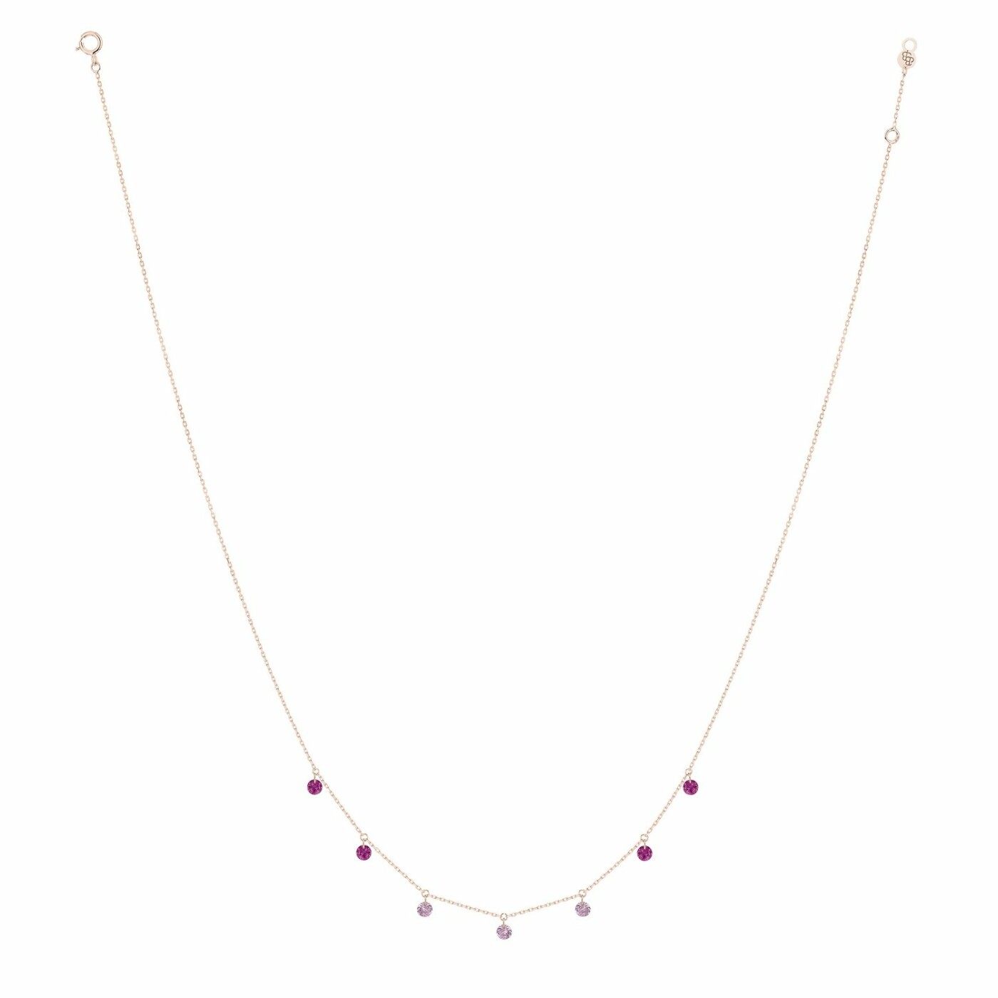 Collier La Brune & La Blonde CONFETTI Rose en or rose, rubis et saphirs rose de 0.90ct