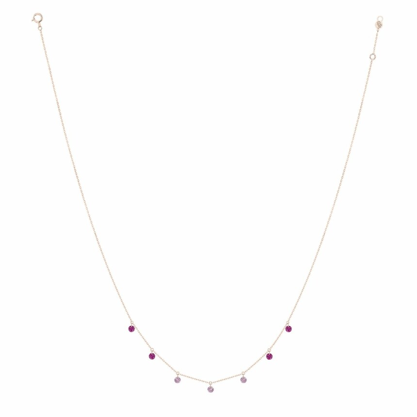 Collier LA BRUNE & LA BLONDE CONFETTI Rose en or rose, rubis et saphirs rose de 0.90ct