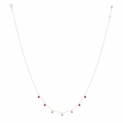 LA BRUNE & LA BLONDE CONFETTI Rose necklace, rose gold, rubies and and 0.90ct pink sapphires