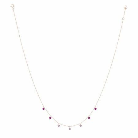 Collier La Brune & La Blonde CONFETTI Rose en or rose, rubis et saphirs rose de 0.90ct