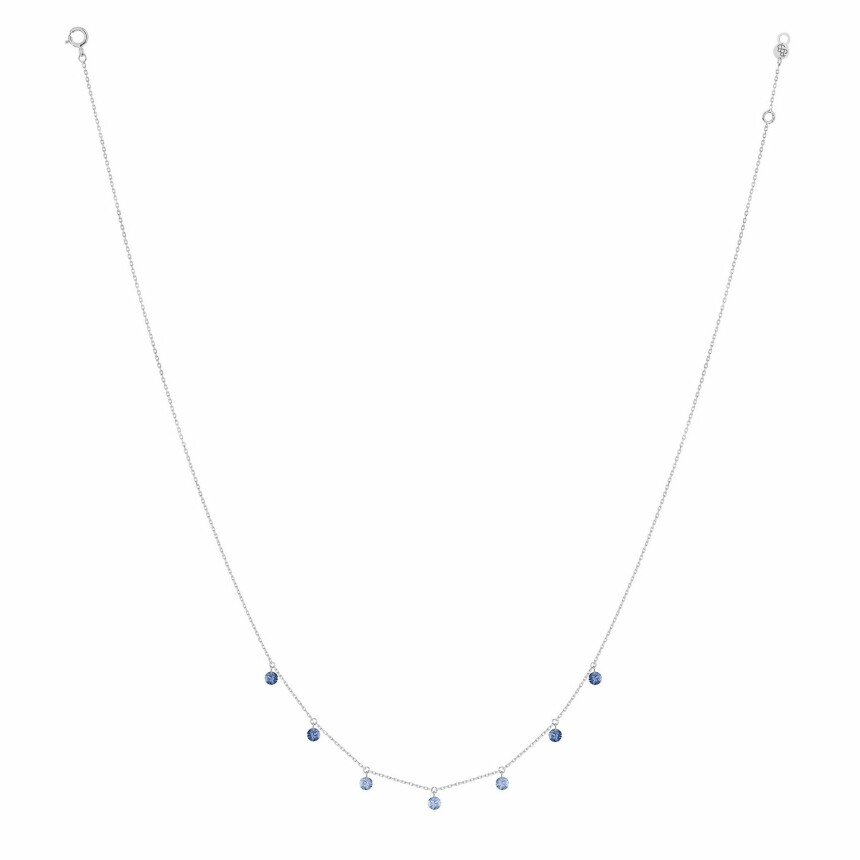 Collier LA BRUNE & LA BLONDE CONFETTI Bleu en or blanc et saphirs bleus de 0.90ct