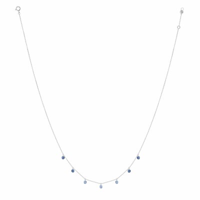 Collier La Brune & La Blonde CONFETTI Bleu en or blanc et saphirs bleus de 0.90ct