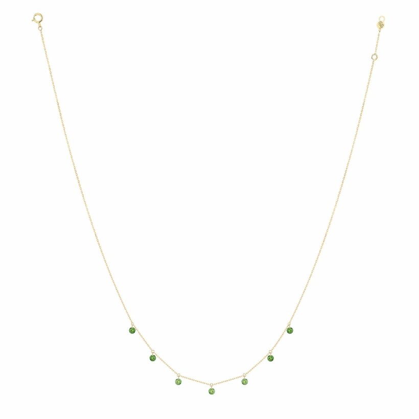 LA BRUNE & LA BLONDE CONFETTI green necklace, yellow gold and 0.90ct tsavorites