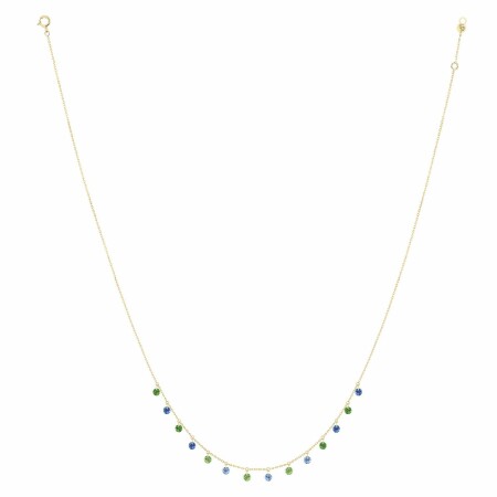 Collier La Brune & La Blonde CONFETTI Rio en or jaune, saphirs bleus et tsavorites de 1.80ct