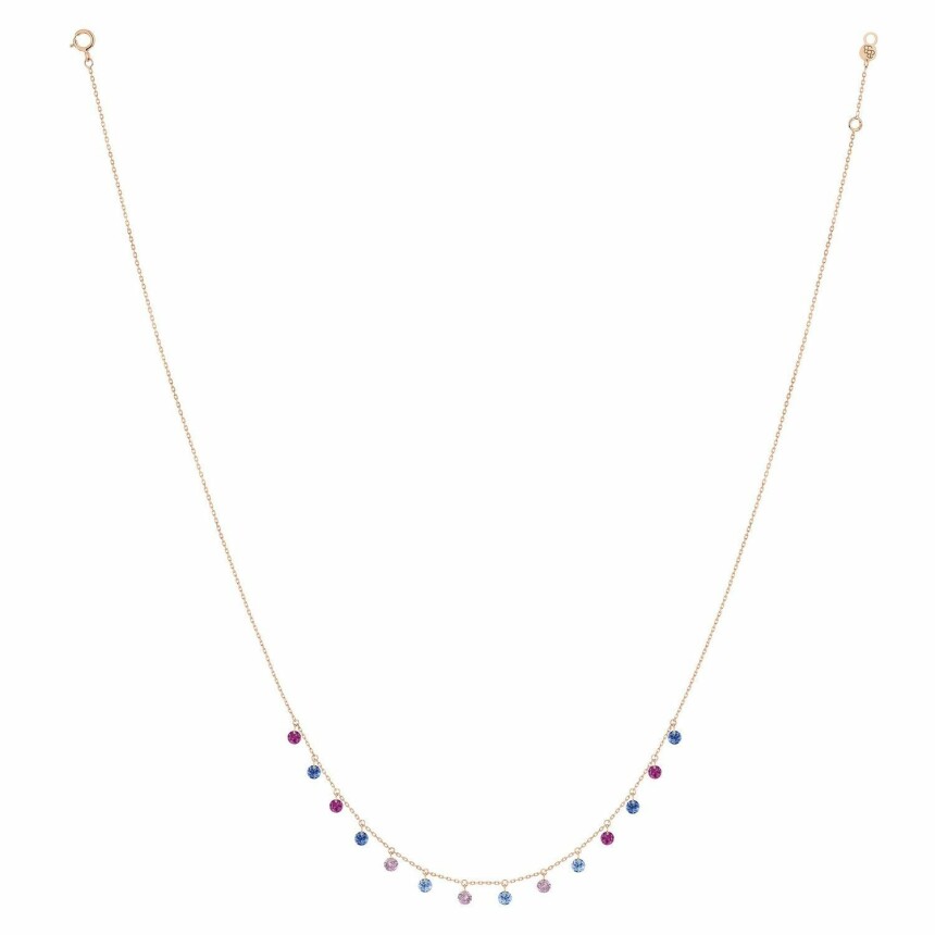 LA BRUNE & LA BLONDE CONFETTI Venise necklace, rose gold, pink and blue sapphires and 1.80ct rubies