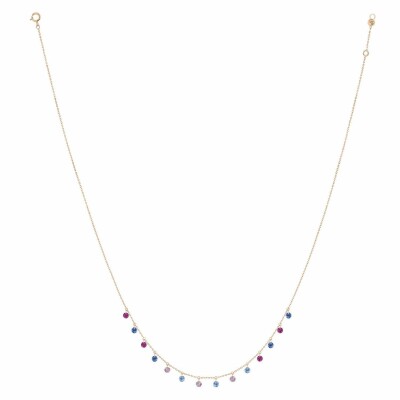 Collier La Brune & La Blonde CONFETTI Venise en or rose, saphirs rose, bleus et rubis de 1.80ct