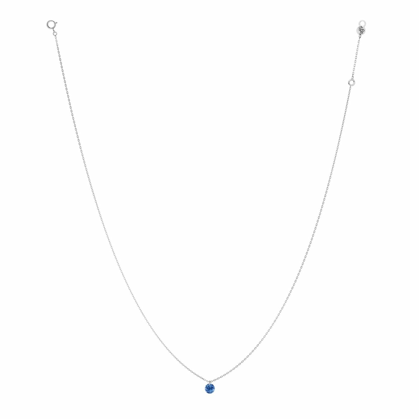 Collier La Brune & La Blonde CONFETTI en or blanc et saphir bleu de 0.30ct