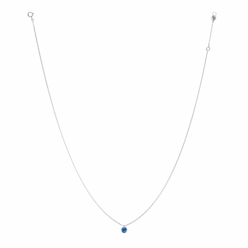 Collier LA BRUNE & LA BLONDE CONFETTI en or blanc et saphir bleu de 0.30ct