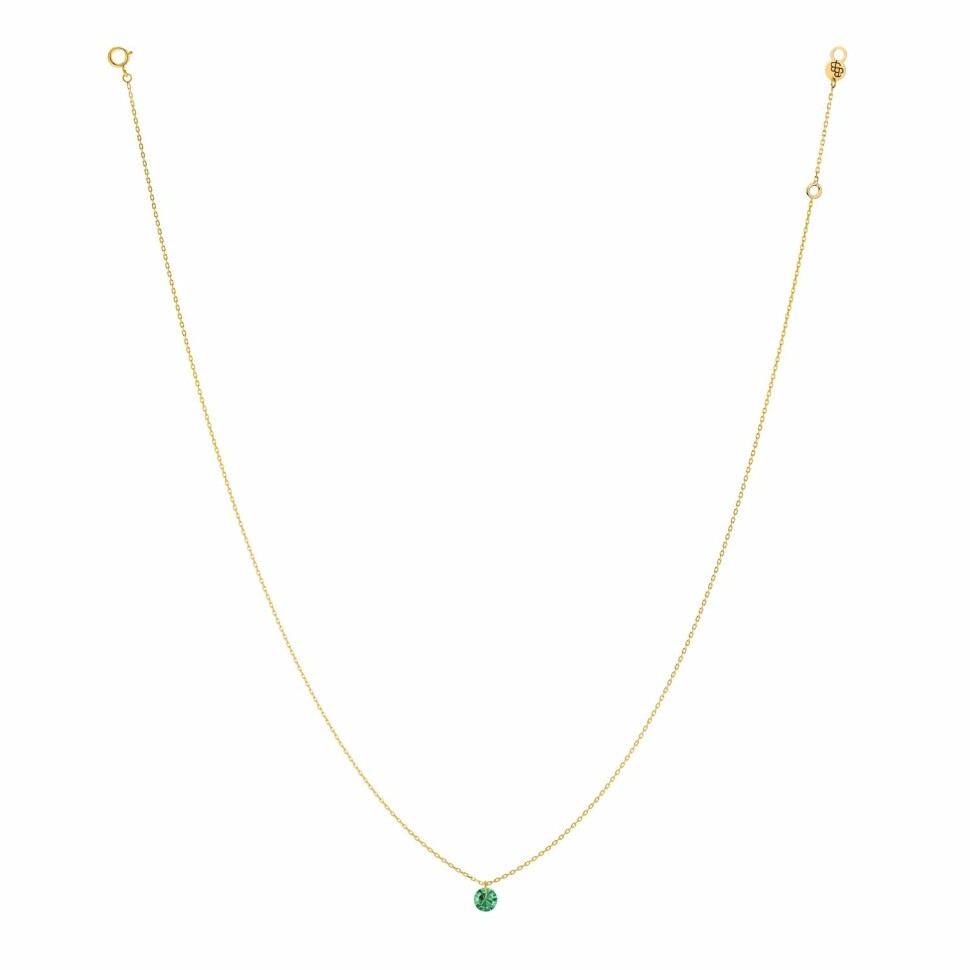 LA BRUNE & LA BLONDE CONFETTI necklace, yellow gold and 0.20ct emerald