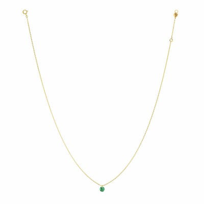 LA BRUNE & LA BLONDE CONFETTI necklace, yellow gold and 0.20ct emerald