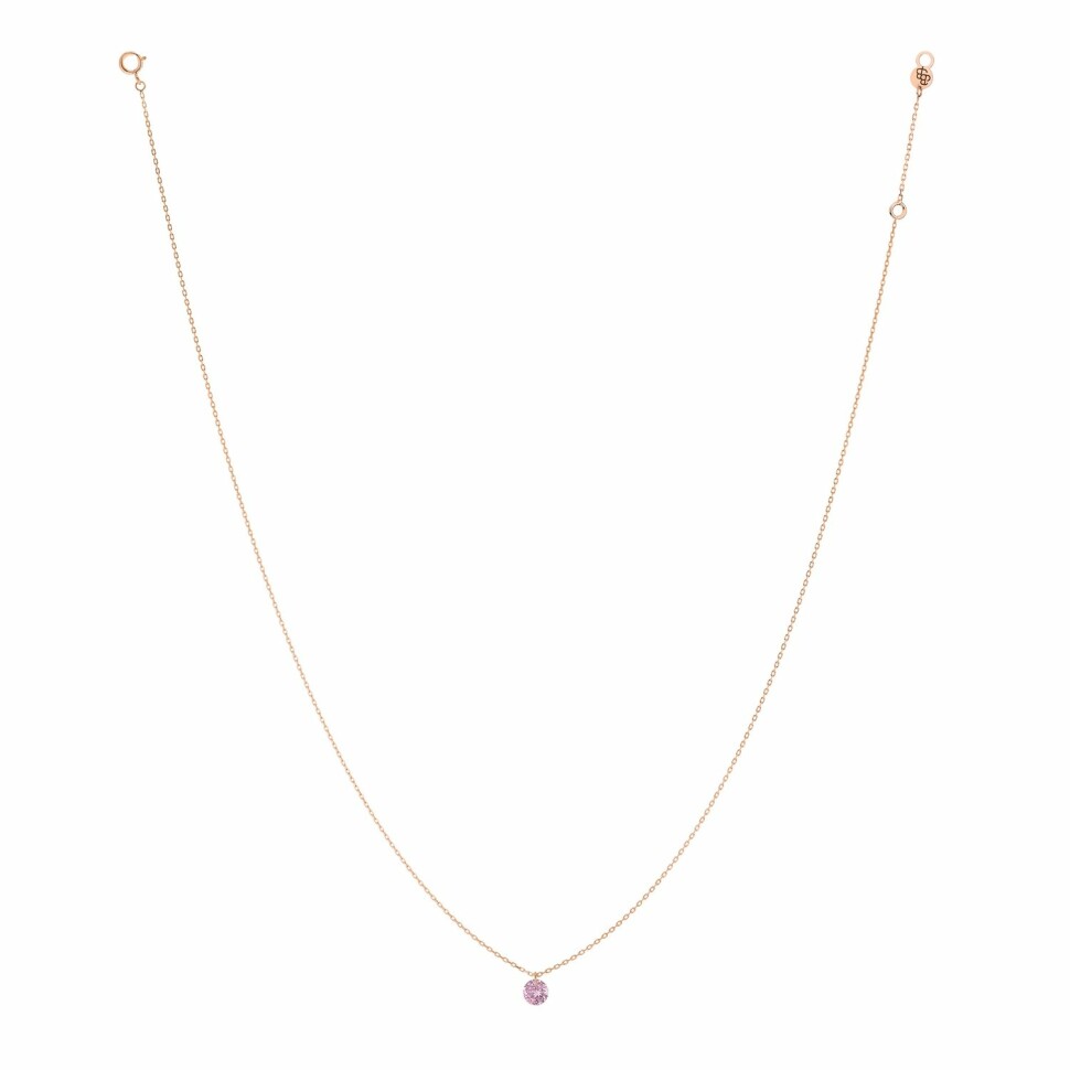 Collier LA BRUNE & LA BLONDE CONFETTI en or rose et saphir rose de 0.30ct