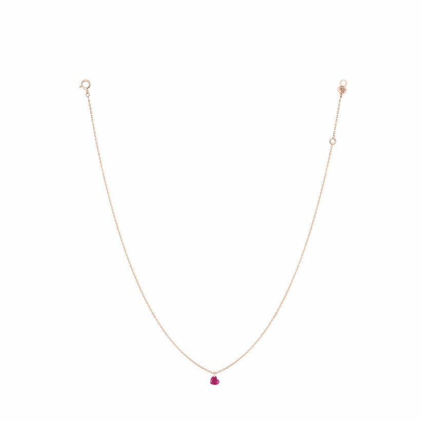 La Brune & La Blonde CONFETTI necklace, rose gold and 0.50ct heart rubies
