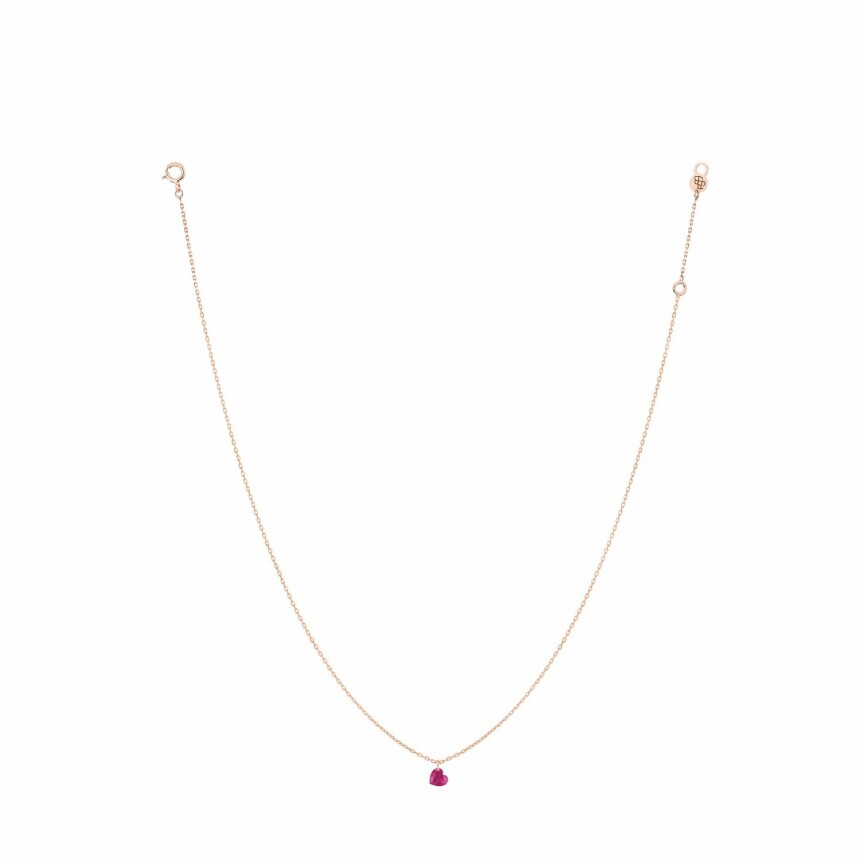 La Brune & La Blonde CONFETTI necklace, rose gold and 0.50ct heart rubies