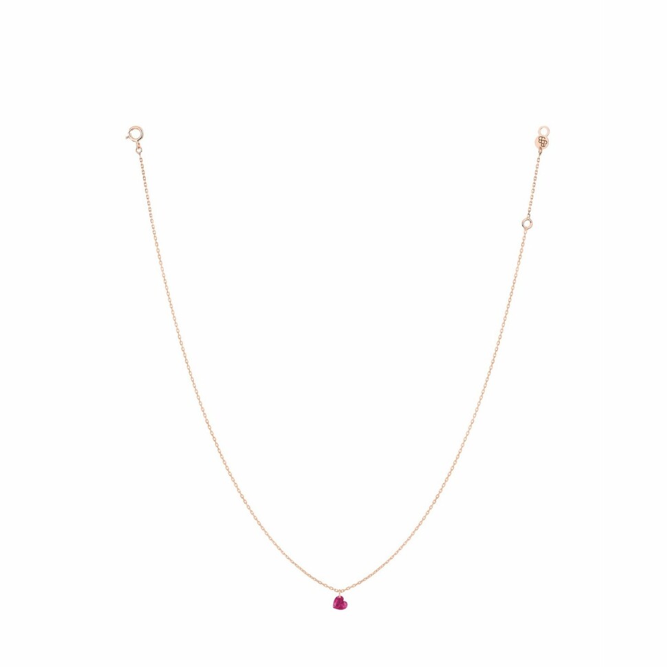 La Brune & La Blonde CONFETTI necklace, rose gold and 0.30ct heart rubies