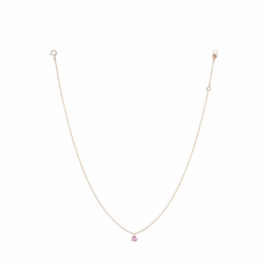 Collier La Brune & La Blonde CONFETTI en or rose et saphir rose coeur de 0.50ct