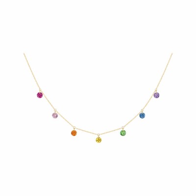 Collier La Brune & La Blonde Confetti en or jaune et saphirs multicolores 2ct