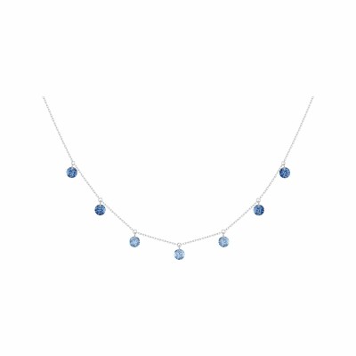 Collier La Brune & La Blonde Confetti en or blanc et saphirs bleus 2ct