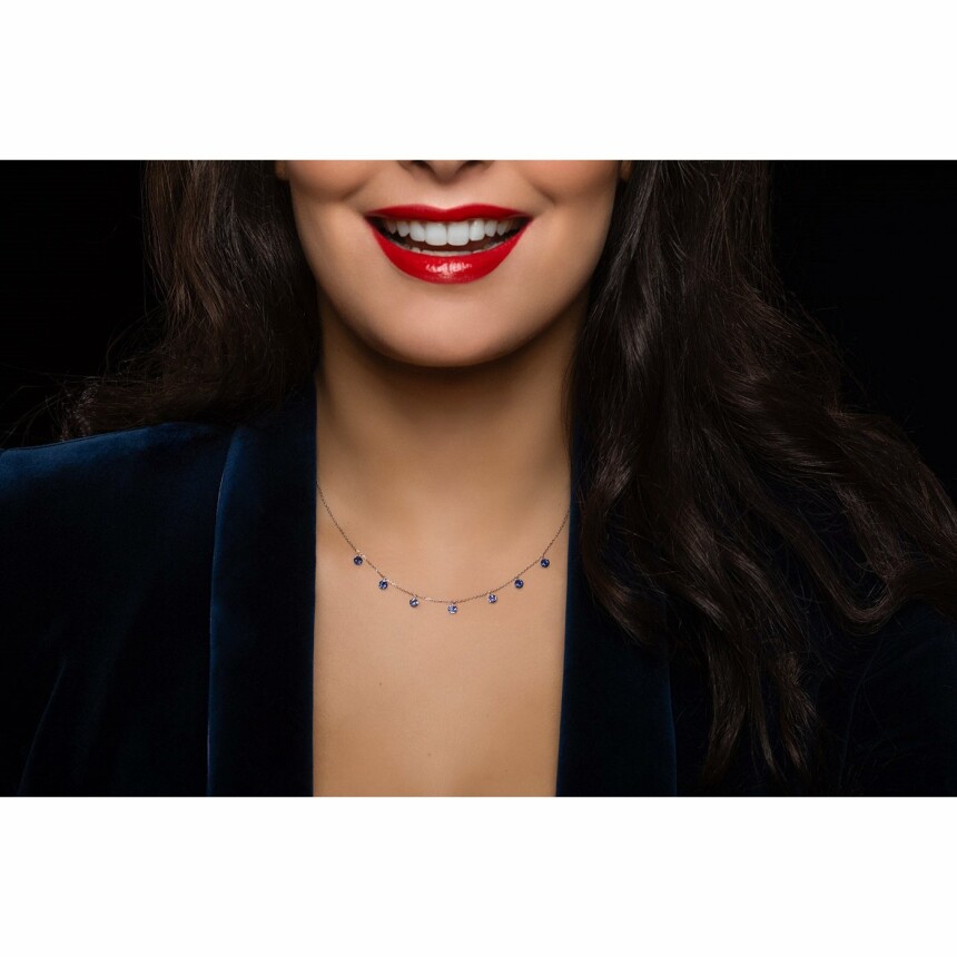 La Brune & La Blonde Confetti necklace, white gold and 2ct blue sapphires