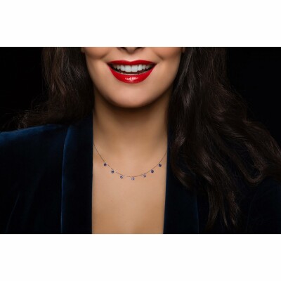 Collier La Brune & La Blonde Confetti en or blanc et saphirs bleus 2ct