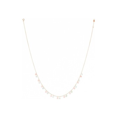 Collier La Brune & La Blonde Polka en or rose, opale et nacre blanche