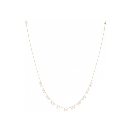 Collier La Brune & La Blonde Polka en or rose, opale et nacre blanche