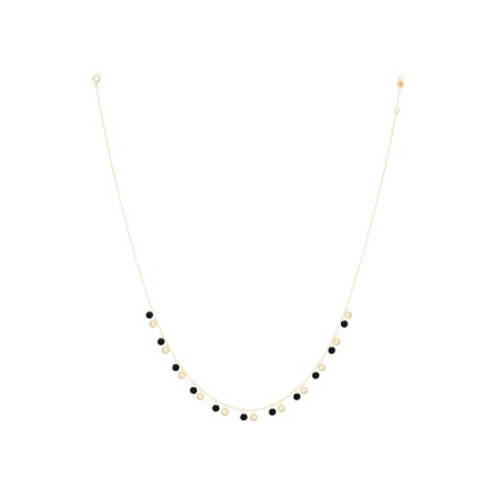 La Brune & La Blonde necklace, yellow gold, pyrites and black onyx