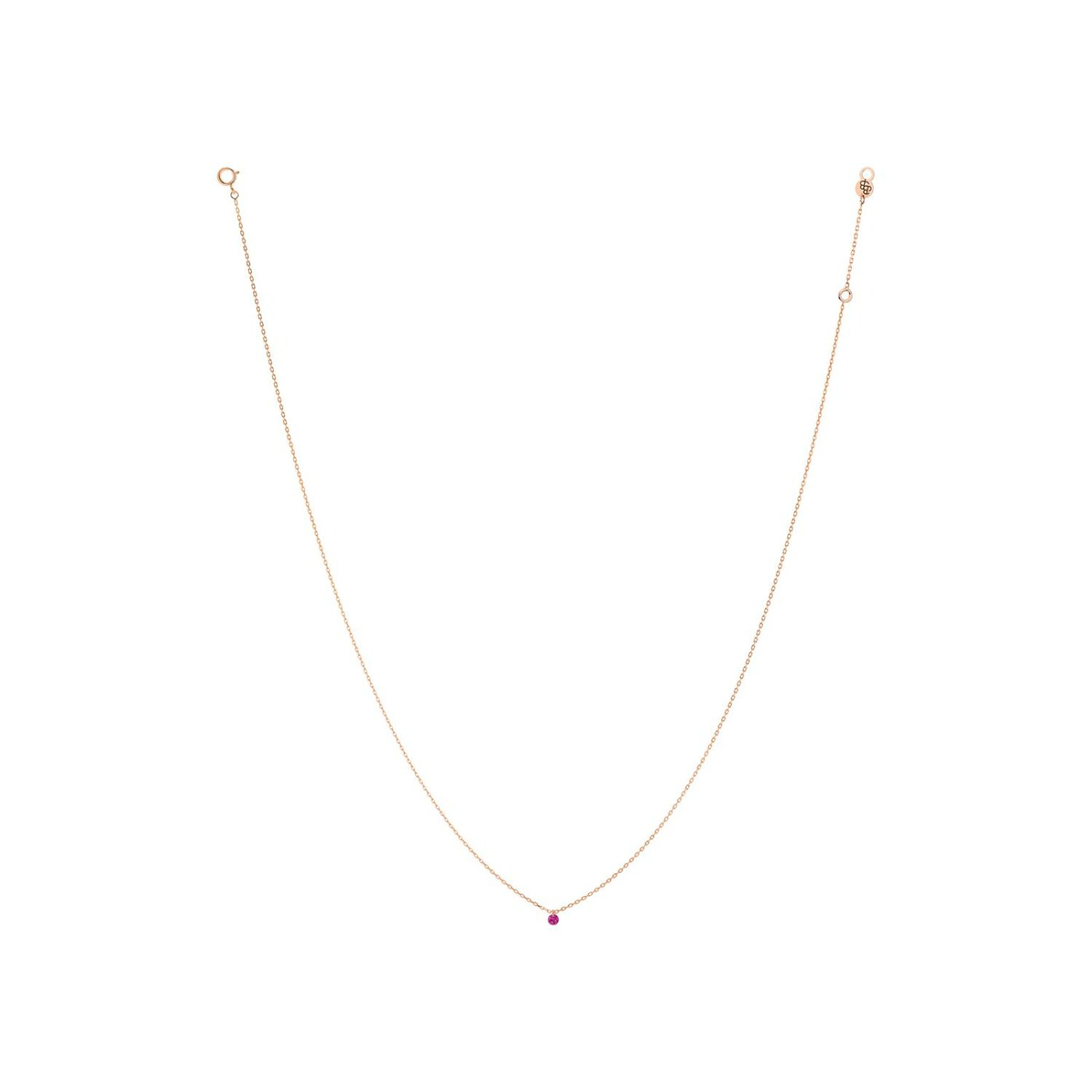 Collier La Brune & La Blonde Confetti en or rose et rubis rond de 0.15ct