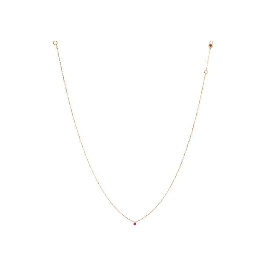 La Brune & La Blonde Confetti necklace, rose gold and 0.15ct round ruby