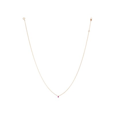 Collier La Brune & La Blonde Confetti en or rose et rubis rond de 0.15ct