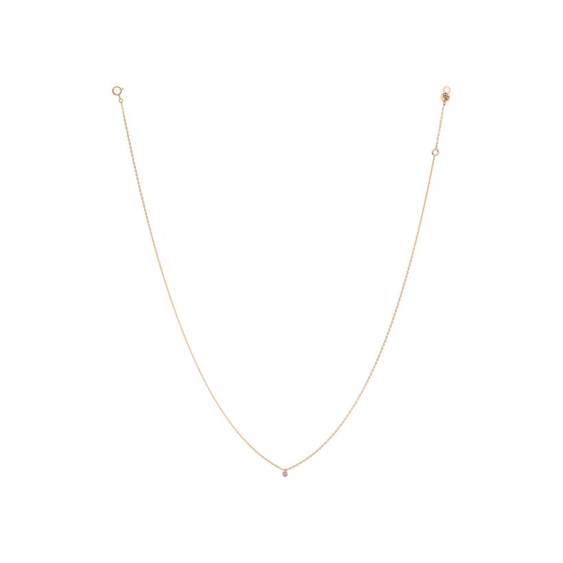 La Brune & La Blonde Confetti necklace, rose gold and 0.14ct round pink sapphire