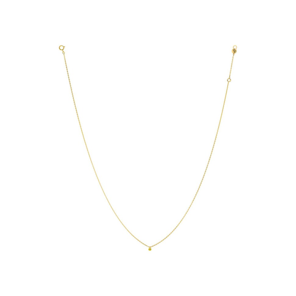 La Brune & La Blonde Confetti necklace, yellow gold and 0.15ct round yellow sapphire