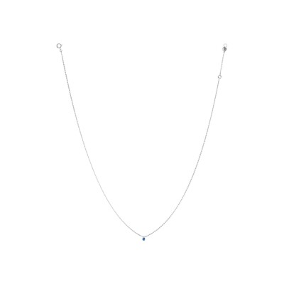 Collier La Brune & La Blonde Confetti en or blanc et saphir bleu rond de 0.15ct