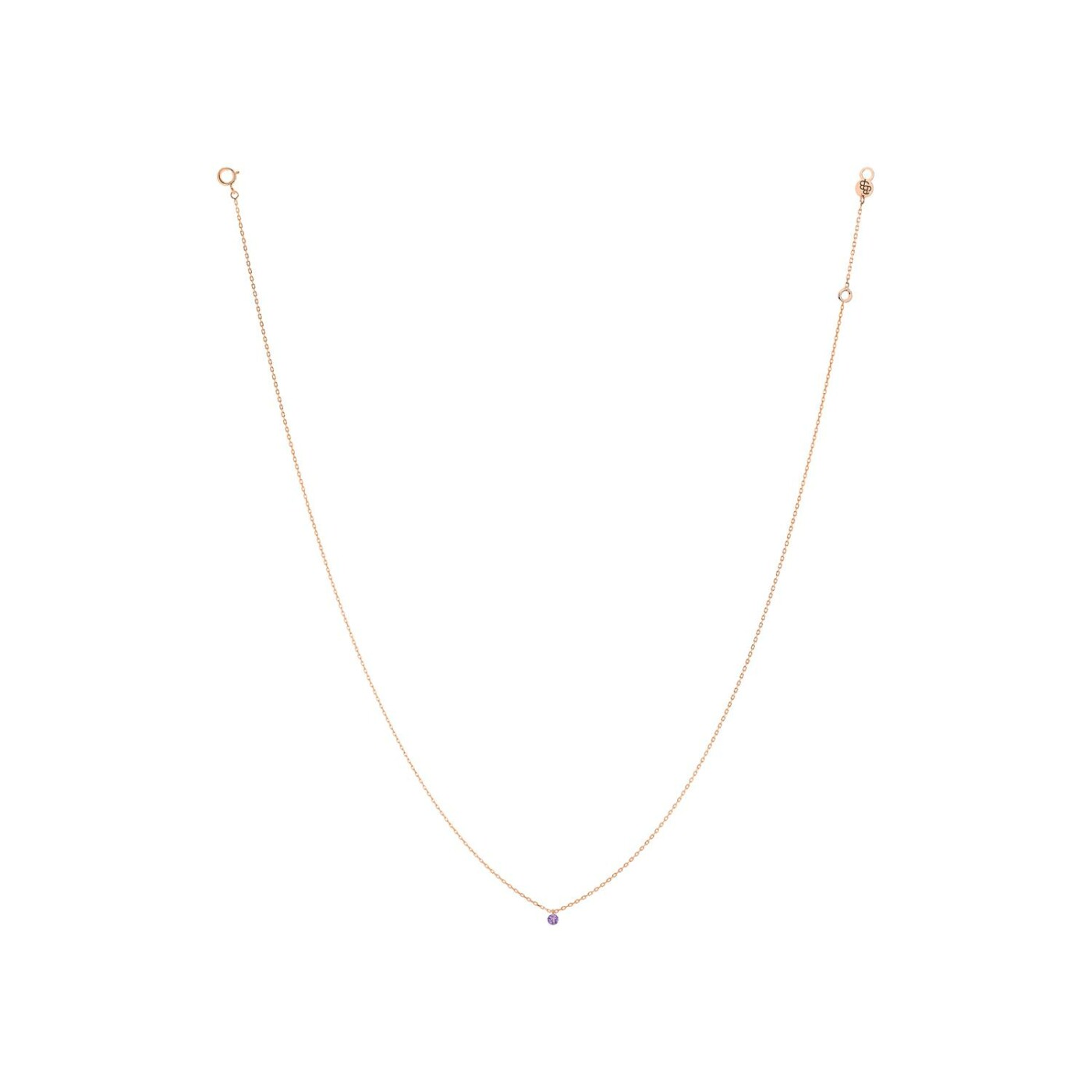 Collier La Brune & La Blonde Confetti en or rose et améthyste rond de 0.13ct