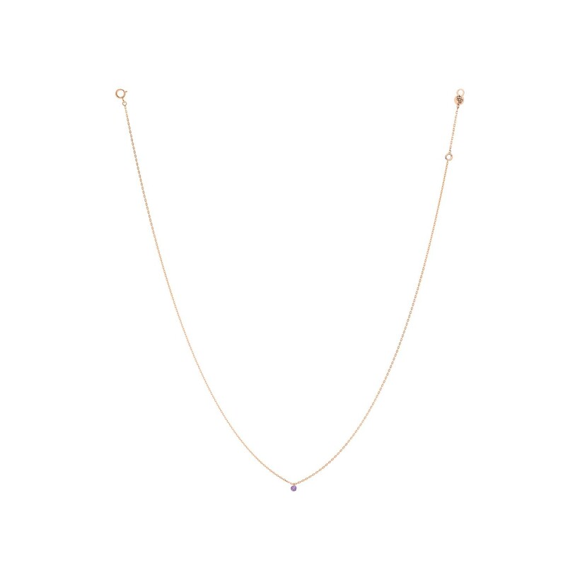 La Brune & La Blonde Confetti necklace, rose gold and 0.13ct round amethyst