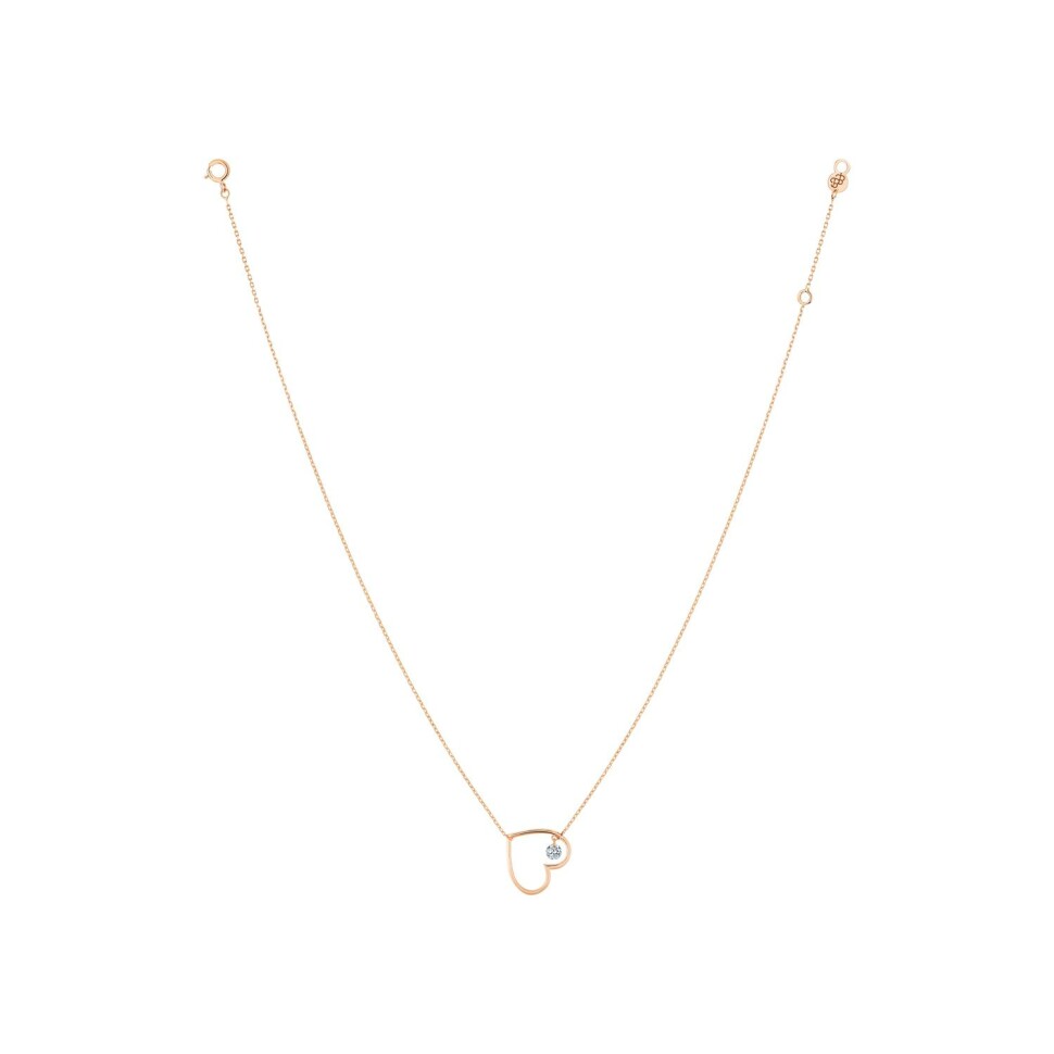 La Brune & La Blonde POP en Plein Cœur necklace, rose gold and 0.07ct diamonds
