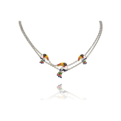 Collier Una Storia Toucan en argent et oxydes de zirconium