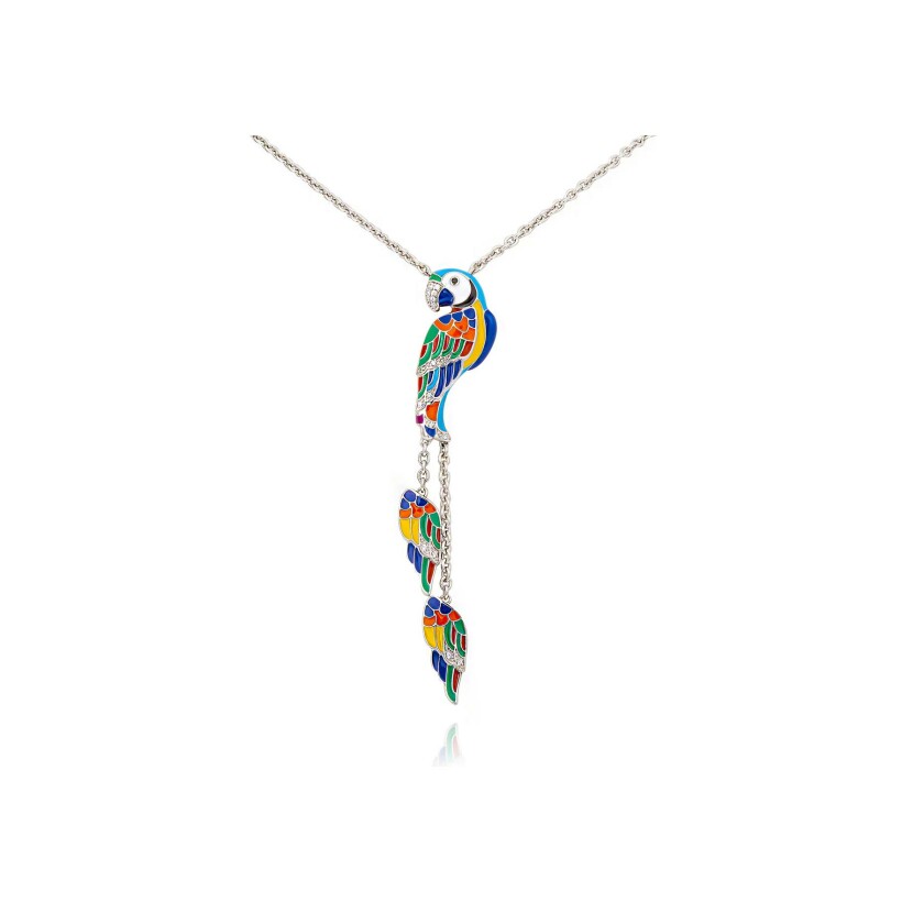 Collier Una Storia Lovebird en argent laqué