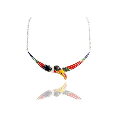 Collier Una Storia Toucan en argent rhodié et oxydes de zirconium