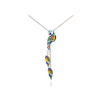 Collier Una Storia Lovebird en argent rhodié et oxydes de zirconium