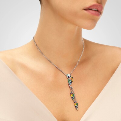 Collier Una Storia Lovebird en argent rhodié et oxydes de zirconium