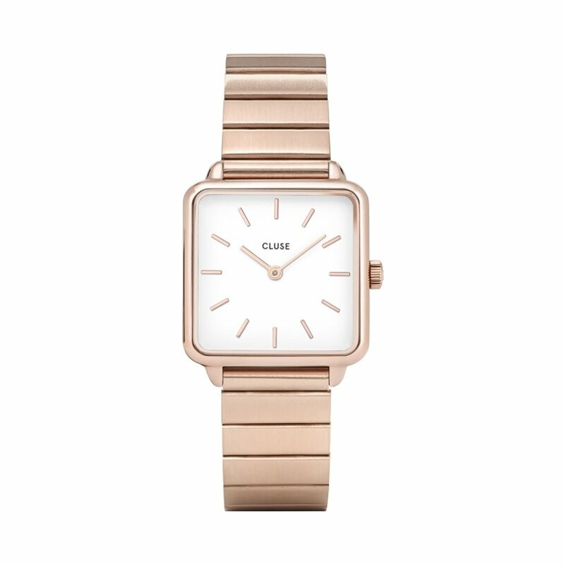 Montre Cluse La Tétragone Single Link Rose Gold/White