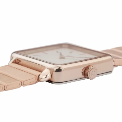 Montre Cluse La Tétragone Single Link Rose Gold/White