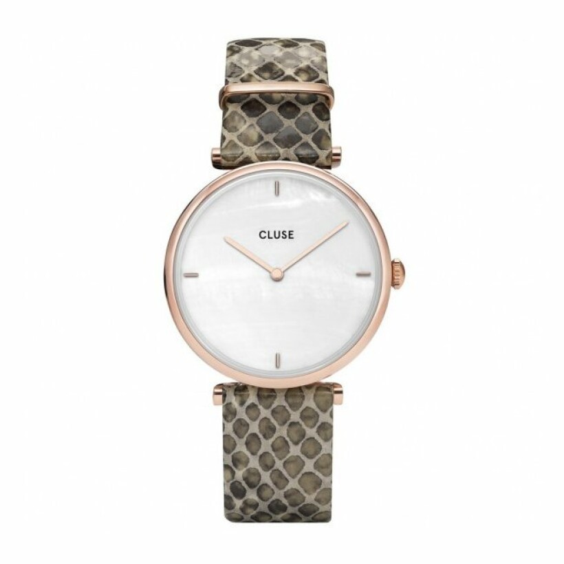 Montre Cluse Triomphe Rose Gold White Pearl/Soft Almond Python