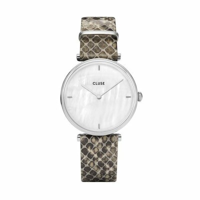 Montre Cluse Triomphe Silver White Pearl/Soft Grey Python