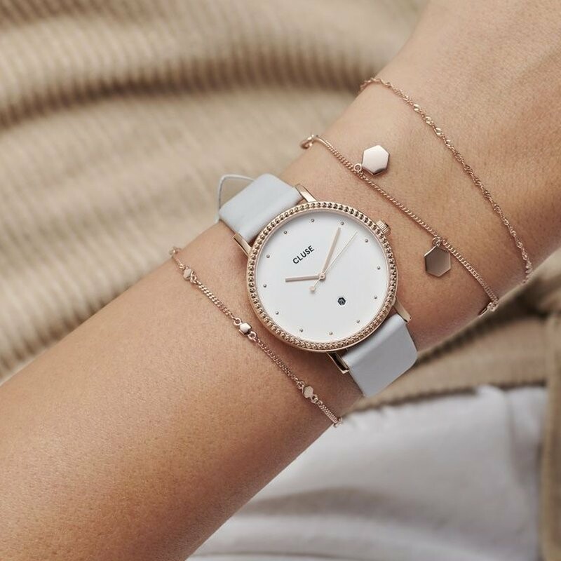 Montre Cluse Le Couronnement Rose Gold/White Soft Grey