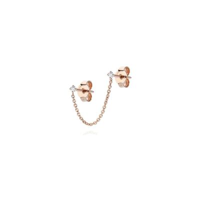 Mono boucle d'oreille Burato Solitaire en or rose et diamants