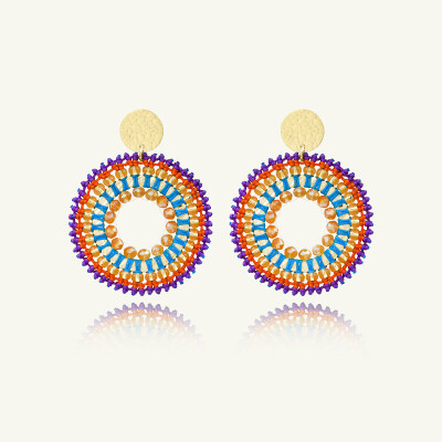 Boucles d'oreilles Sàntibé Bijoux Classique Andes en laiton, métal doré et perles arc en ciel