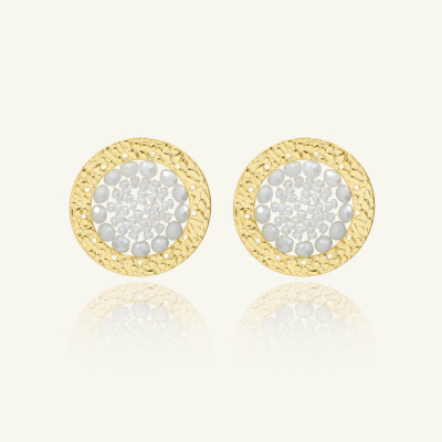 Boucles d'oreilles Sàntibé Bijoux Cléo en laiton, métal doré et perles blanc