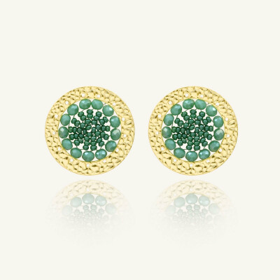 Boucles d'oreilles Sàntibé Bijoux Cléo en laiton, métal doré et perles vert d'eau